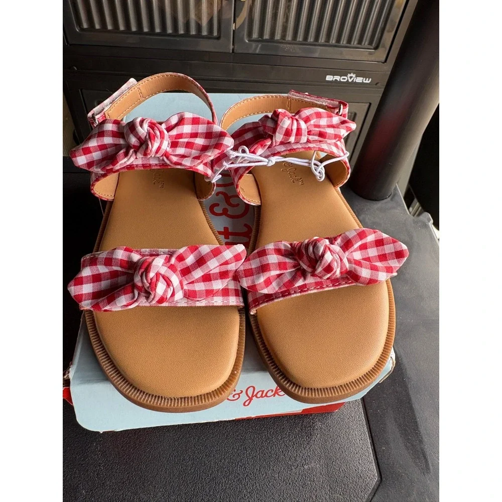 Toddler Girl Sandals by Cat & Jack Lillie Gingham Red Size 10 New With Tags